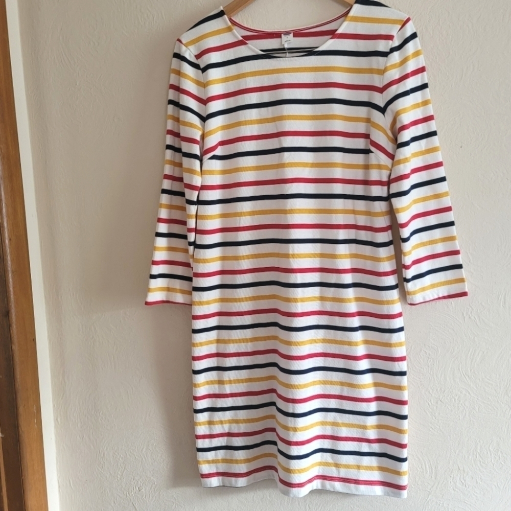 Old Navy Long Sleeve Knit Shift Dress, Multi Stripe, Size Medium - NWT